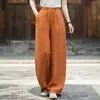 26 Otoño Nuevo Algodón Lino Ropa de Mujer Artística Versátil Ramio Tencel Pantalones Cordón Cintura Elástica Caída Adelgazante Pierna Recta Pantalones