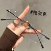 Gafas Doradas Cat-Eye Sin Montura para Miopía para Mujer, Montura de Titanio Ultraligera, Montura de Alto Sentido Anti Luz Azul, Montura para Ojos Se Puede Combinar con Grados