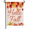 Bandera de Jardín de Elfo de Calabaza y Hoja de Arce de Acción de Gracias Transfronteriza Fondo de Otoño Bandera Decorativa Bandera Colgante para Jardín Exterior