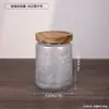 Pote de Vidro com Padrão Embossado Espesso Recipiente para Armazenamento de Cereais na Cozinha Estilo Corda de Cânhamo Garrafa para Armazenamento de Lanches Flores Chá Produtos Secos