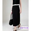 Falda midi negra con abertura trasera para mujer, nuevo estilo otoño/invierno, de cintura alta, longitud media, falda de invierno, ajustada, de punto
