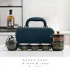 Conjunto de Chá de Viagem Portátil Estilo Camping ao Ar Livre Equipamento para Preparar Chá de Viagem Acompanha Copo Rápido Um Bule Três Xícaras