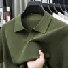 Explosões Vivas Algodão Puro Gola Camisa Abacaxi Tricô Manga Curta Camiseta Masculina Verão Fina Moda Masculina Gola V Camisa POLO