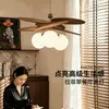 Lámpara de Restaurante Estilo Francés de Mediados de Siglo, Araña Magic Bean para Dormitorio, Araña Creativa Retro de Ratán para Bar, Lámpara Decorativa para B&B