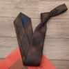 Gravata de padrão listrado marrom retrô romântico francês de 8cm para vestido formal masculino estilo Yupi Sina padrinho