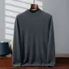 Suéter 100% cachemira pura para hombre, cuello medio alto de doble capa, nuevo suéter de punto cálido Otoño/Invierno 2026, camiseta de capa base