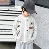 Cardigã de tricô para meninos para primavera e outono, estilo coreano, top casual estiloso e moderno para crianças, roupa versátil para bebês