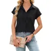 2026 Ropa Femenina Transfronteriza Europea y Americana Amazon TK Verano Nuevo Holgado Botón Manga Corta Jacquard Camisa Chifón Camisa