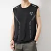 Chaleco de Seda de Hielo para Hombre Moderno Delgado Transpirable de Secado Rápido Deportivo Casual Chaleco Ancho Ropa Exterior Camisa sin Mangas de Cuello Redondo para Hombre Verano