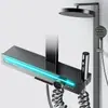 Alumínio Espacial Cinza-Arma Quatro Funções Pressurizado Quente e Frio Display Digital Luz Ambiente Chuveiro para Banheiro Doméstico Fonte Transfronteiriça Atacado