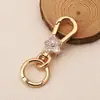 Chaveiro de Liga de Zinco Pingente de Chaveiro de Carro com Flor Cravejada de Diamantes Fecho de Mola, Unissex, Não Desbota