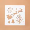 Regla de encaje decorativo navideño dibujos animados diy álbum de fotos material hecho a mano plantilla de dibujo hueca papelería para cuenta de mano