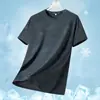 Playera de Hombre de Seda de Hielo Verano Ins Moda Transpirable Malla Ajustada Manga Corta Juvenil Simple Delgada Secado Rápido Deportiva Manga Corta