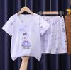 Pijamas de Niñas para Niños Transfronterizos Verano Manga Corta Delgadas Niñas Niños Grandes Lindo Dibujo Animado Conjunto de Ropa para el Hogar