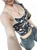 Top informal de estilo Spice Girl, estilo europeo y americano, de verano, para mujer, estilo americano, vintage Y2K, con estampado distintivo, con tirantes y corte entallado.