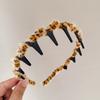 Faixa de cabelo antiderrapante com estampa de leopardo doce e legal com dente Mao Mao Wave, raiz de cabelo, artefato fofo, parte superior craniana alta, faixa de cabelo para lavar o rosto, acessórios para cabelo para mulheres