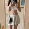 2024 Nuevo Estilo Ins Coreano Nuevo Color Sólido Tela de Toalla Camisola Pantalones Cortos de Cintura Elástica Traje de Baño para Mujeres