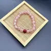 Pulsera de Cristal Glaseado con Cuentas de Hielo Quebrado Pulsera de Cuentas Rosa Dulce Linda Pulsera para Estudiantes Pulsera Versátil para Mujeres