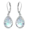 Pendientes Collar de Piedra Lunar Amazon Cross-Border Pendientes Europeos y Americanos de Lujo Ligero Gama Alta Corazón Árbol de la Vida para Mujeres