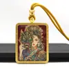 Pingente Colar Thangka de Cinnabar Dourado Pintado à Mão, Santo Padroeiro do Zodíaco Wuye, Vida Passada e Presente, Pingente Zakiram