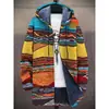 Chaqueta de Invierno Transfronteriza para Hombre con Forro de Felpa Estampado, Engrosada, Cortavientos, Manga Larga, Cremallera, Moda, con Capucha, Corte Holgado