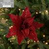 Nueva simulación de flores navideñas con purpurina flocadas, decoraciones para árboles de Navidad, diseño de escena, colgante, joyería al por mayor