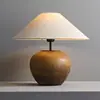 Lámpara de mesa de arcilla estilo Wabi-Sabi japonés Lámpara de mesa de cerámica gruesa estilo chino Decoración para sala de estar Hotel Casa de huéspedes Dormitorio de diseñador Mesita de noche