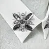 Nuevo Cuello de Tela Blanco con Pedrería de Diamantes de Imitación, Cuello Falso Floral, Cuello de Camisa, Cuello de Suéter, Cuello Falso Prehecho Accesorios Decorativos
