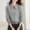 Cardigan de Punto con Cuello de Muñeca Estilo Coreano, Ribete de Encaje, Suéter Abrigo Top de Otoño/Invierno para Mujer, Temperamento, Sensación de Alta Gama, Moda