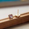 Pendientes de Fritillary Rosa Morado y Trébol de Cuatro Hojas Nuevo Plato de Incienso Mosquitero Indoloro Pinza para Oreja sin Agujeros en las Orejas Pendientes de Lujo Ligero de Alta Calidad para Mujer para Verano