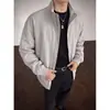 Jaqueta cinza de alta qualidade com gola alta para homens, novo estilo Harajuku, jaqueta curta patchwork, jaqueta de baseball americana