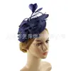 Chapéu de Pena Retrô para Banquetes e Festas, Elegante Estilo Francês para o Kentucky Derby, Acessório de Cabelo em Renda Falsa de Linho