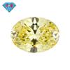 Anillos de piedra desnuda con circonita amarilla de ganso en forma de huevo Huagang Gem 9A, con perforación ovalada y circonita cúbica amarilla limón