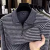 Camisa Polo Rayada de Verano para Hombre Estilo Casual de Negocios Fresca de Moda Estilo Callejero para Hombre