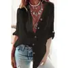 Nuevos Tops de Algodón de Color Puro con Mangas de Tirar, Cuello en V Suelto y Mangas Largas para Mujer, Otoño 2025, Estilo Europeo y Americano