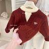 Suéter Falso Duas Peças para Meninas Pequenas da Sweet Little Sister, Estilo Academia 2026 Novo Suéter de Tricô Outono/Inverno para Meninas Pequenas, Estilo Coreano