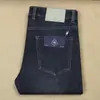 Pantalones de Hombre de Pierna Recta Ajustados de Color Azul Oscuro Elásticos de Cintura Media, Fibra de Poliéster, Jeans Lisos para Hombre, Novedad Otoño e Invierno