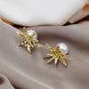 Aretes de Perlas Antes y Después Aguja de Plata Fuegos Artificiales Dorados Temperamento Creativo Dama Aretes Dulces Lindos Joyería