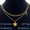 Conjunto Versátil de Joias em Aço Inoxidável com Corrente de Camada Dupla e Pingente de Floco de Neve Três Peças Simples e Elegante Brincos Pulseira Conjunto de Colar