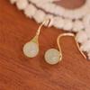 Aretes de Jade Hetian Natural para Mujer, Pendientes Retro de Palacio de Estilo Antiguo de Alta Gama, Nuevos Estilos 2026 Clavos Elegantes y Accesorios para Orejas