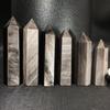 Adornos de Columna de Cristal de Obsidiana Plateada Natural Obsidiana Plateada Piedra Original Prisma Hexagonal Columna Hexagonal Adornos para Hogar Oficina