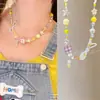 Colar de Laço na Cor Dopamina para Fotos de Viagem e Férias, Corrente para Clavícula, Gargantilha Choker Azul Fresca de Nicho