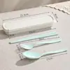 Garfo, Colher, Hashi de Plástico, Conjunto de Talheres de Três Peças, Talheres para Acampamento ao Ar Livre, Conjunto de Talheres Portátil para Estudantes e Trabalhadores de Escritório