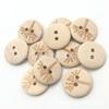 Punto de fábrica directo registro natural protección ambiental hebilla de pan de dos agujeros árbol de la felicidad colorido botones de madera redondos