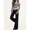 Jeans de mezclilla cruda de doble botón para mujer, tendencia 2026 nuevo estilo, ajuste holgado de chica hot americana, no pegajosos, pantalones ligeramente acampanados