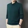 Item Tendência para Live do Tiktok Primavera 2025 Camisa Masculina Falsa Duas Peças Gola Camisa Manga Longa Tricô para Homem de Meia-Idade