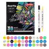 Marcador Acrílico de Doble Punta de Venta Caliente Transfronterizo Papel Impermeable Suave y Duro Doble Punta a Base de Agua Apilable Color Pintura Marcador