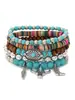 Pulseira Árvore da Paz Estilo Europeu e Americano Transfronteiriça Conjunto de Várias Peças Pulseira de Contas de Madeira Vintage Simples Masculina Empilhável Personalizada