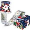 Caja de regalo navideña para dibujar dinero con diseños de Papá Noel y árbol de Navidad, caja sorpresa navideña creativa de color azul oscuro para fiestas navideñas
