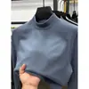 Camada Base Térmica Gola Alta Meia-Calça Masculina Outono e Inverno Novo Moletom Espessado Escovado com Bordado Top Interno Tendência